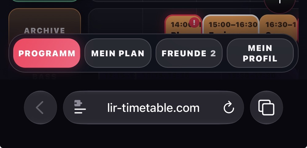 Safari-Leiste mit hervorgehobener Menü-Schaltfläche